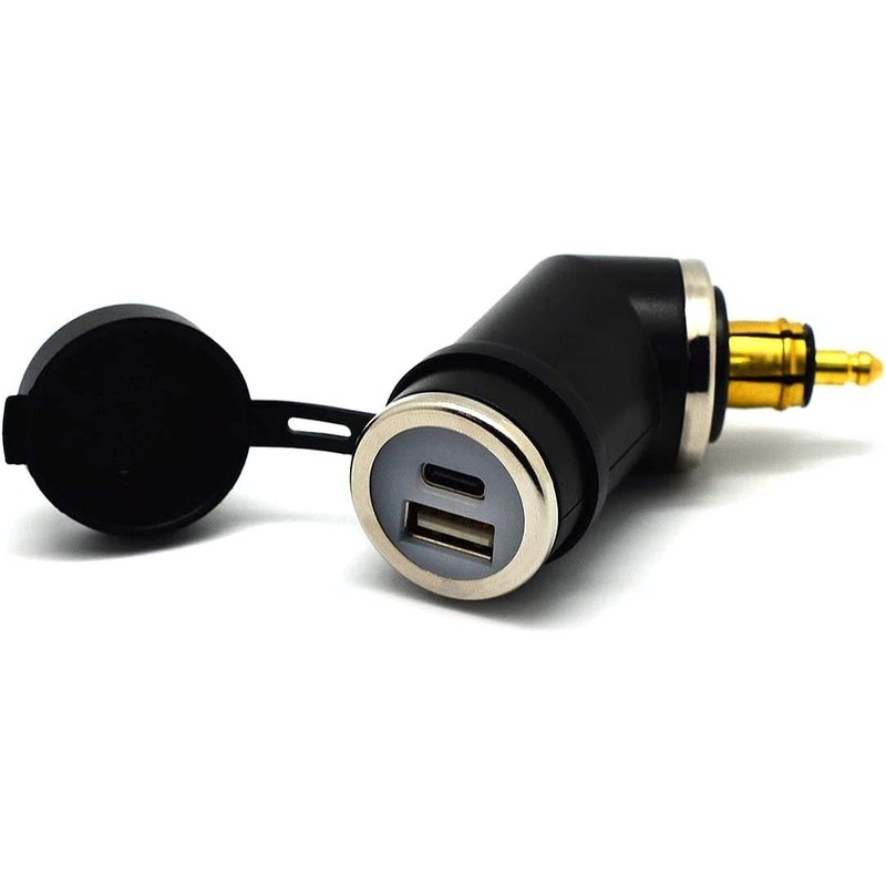 DIN (Hella) to 36W PD USB-C + QC 3.0 (ANGLED)