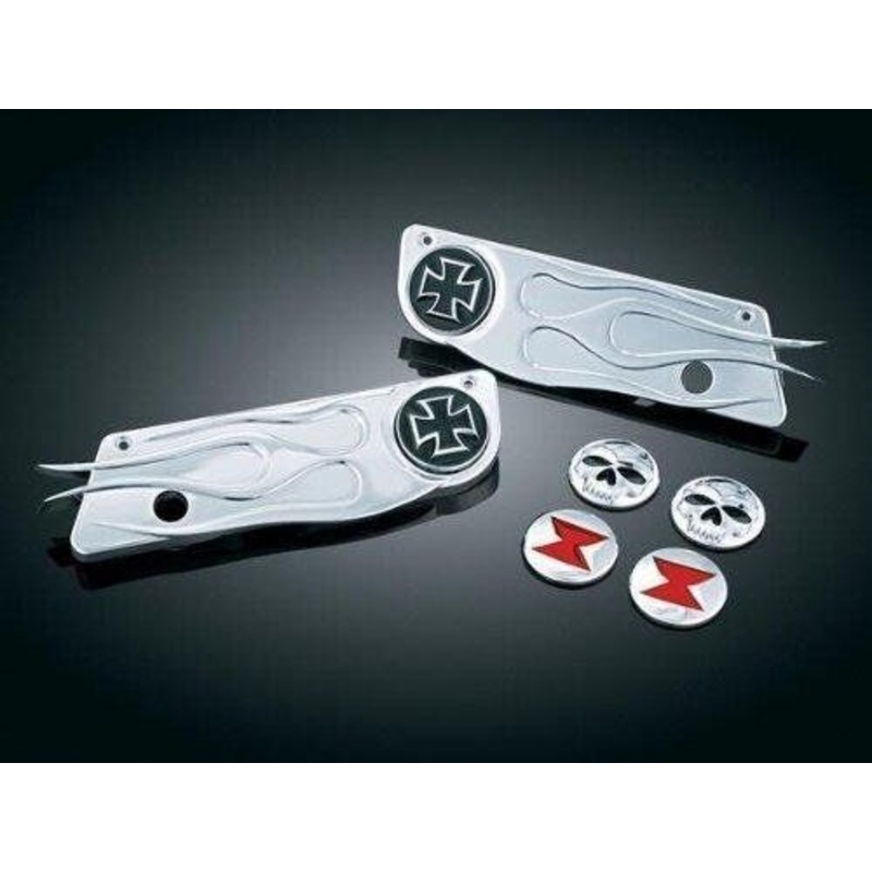 Harley-Davidson Bagger Kuryakyn 1595 Flamed Saddlebag Latch Covers