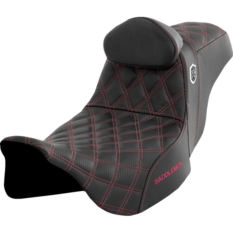 SDC Pro Series Performance Gripper Seat w/Lumbar Rest, Wine Berry Stitch – 08-23 Touring