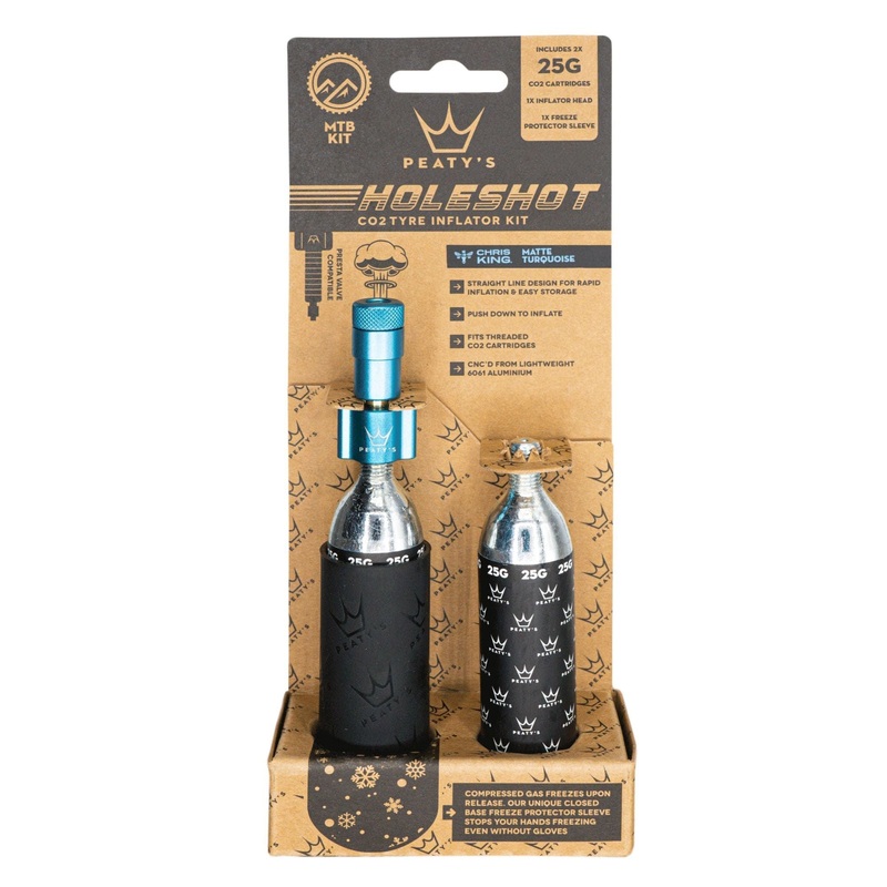 Peatys Holeshot MTB Tire Inflator Kit w/ CO2 Cartridges – Turquoise