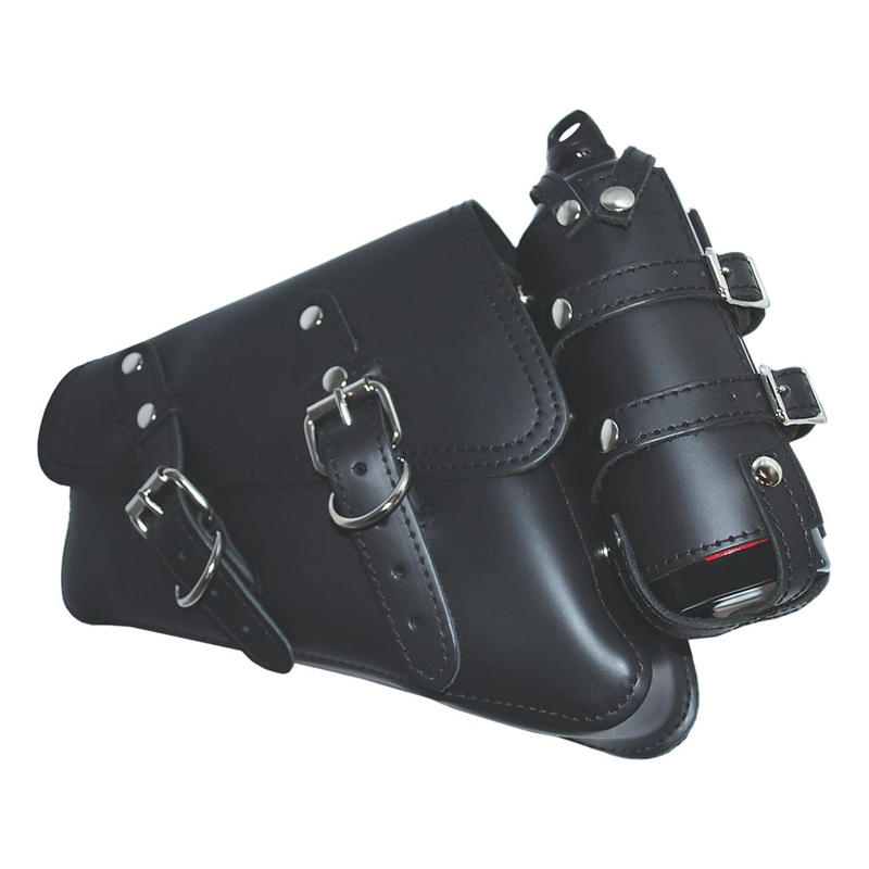 La Rosa Design Left Side Bag With Fuel Bottle Black For 04-20 Sportster