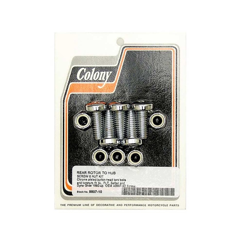Colony #9807-10 Disc Rear Brake Rotor Torx Bolt set Chrome 43567-92