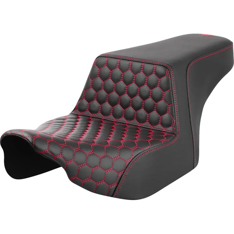 Saddlemen Honeycomb Front Step-Up Red Stitching Seat Black / Red