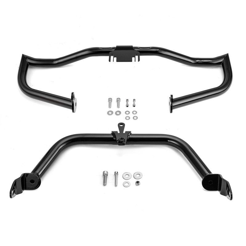 Front Engine Guard Crash Bar & Fairing Support Brackets for 2015-2023 Harley Touring Road Glide without Lower Fairing