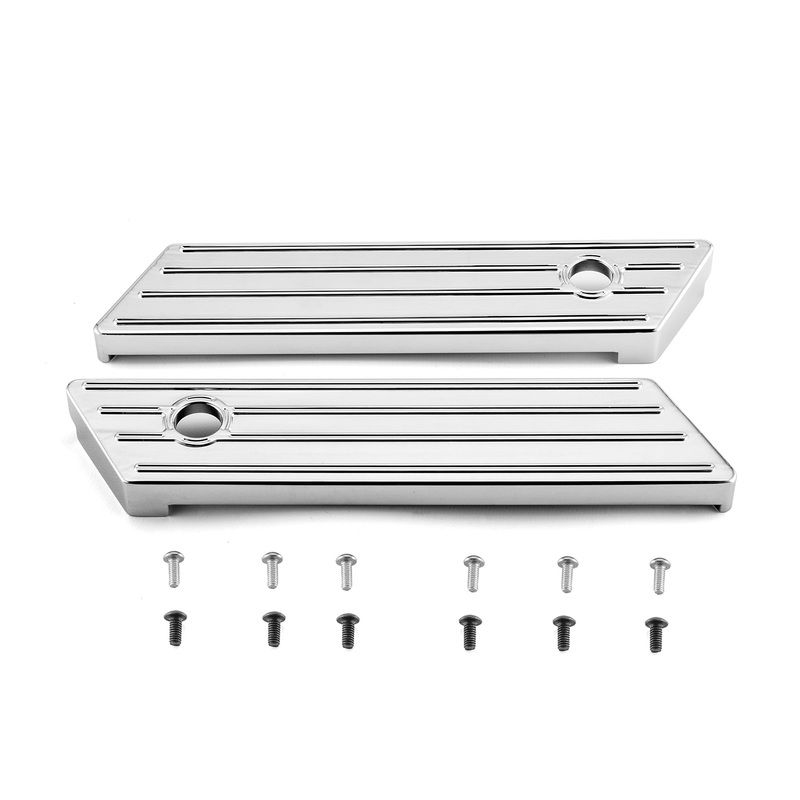 2014-2024 Harley Touring Chrome Horizontal Stripes Aluminum Saddlebag Latch Cover
