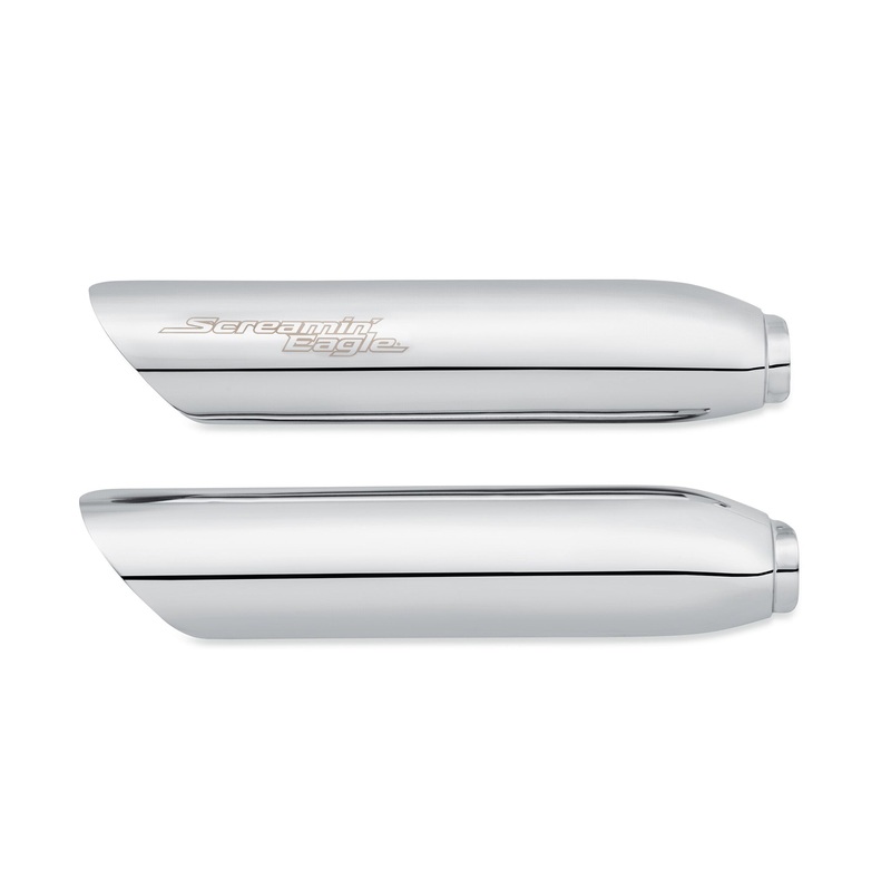 Harley-Davidson 65400464 Screamin’ Eagle Slash Cut Muffler Shields Chrome Screaming Eagle