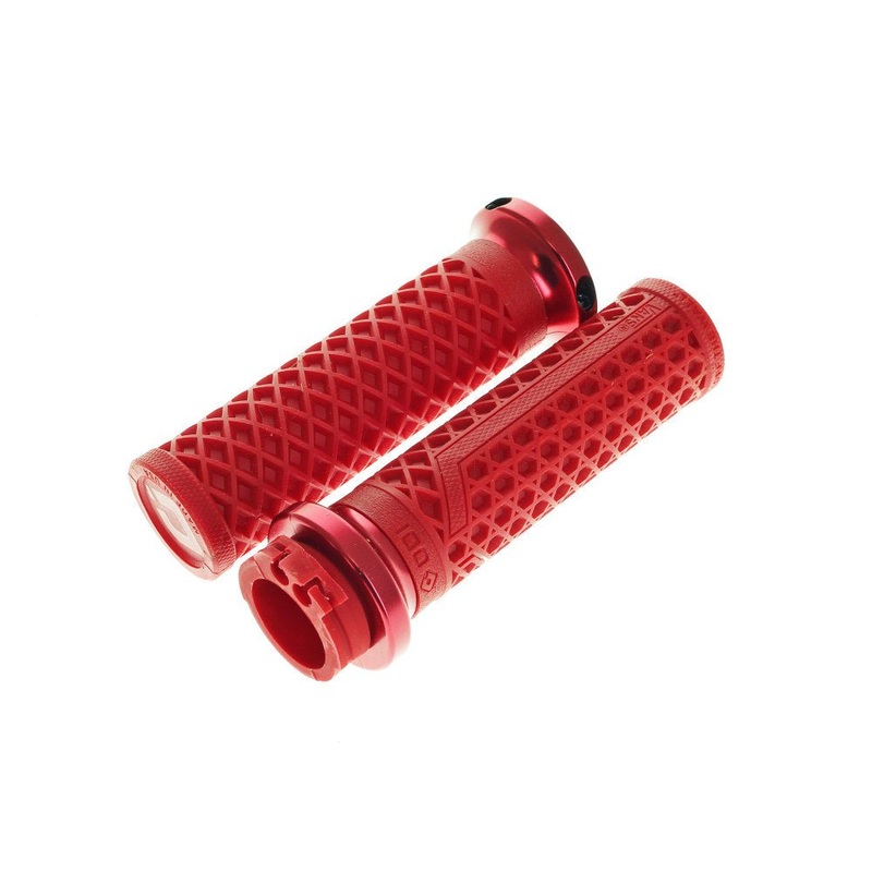 Vans Signature Lock-On Handgrips – Red/Red. Fits H-D with Throttle Cable.