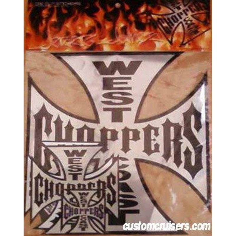 West Coast Choppers Decals and Stickers Self adhesive Chrome/Black Maltese Cross