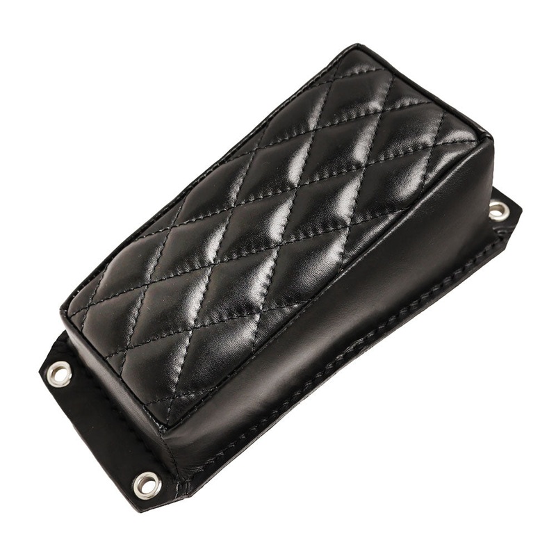 Bates Style Pillion Pad – Black Leather – Diamond