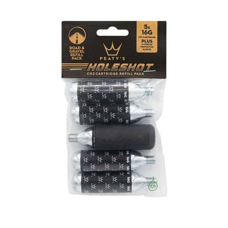 Peatys Holeshot CO2 Cartridge Refill w/Sleeve – 16g -5 pack