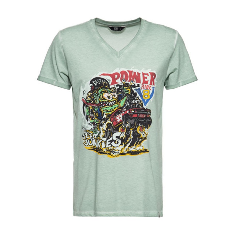 King Kerosin V8 Monster T-Shirt Oilwashed Mint