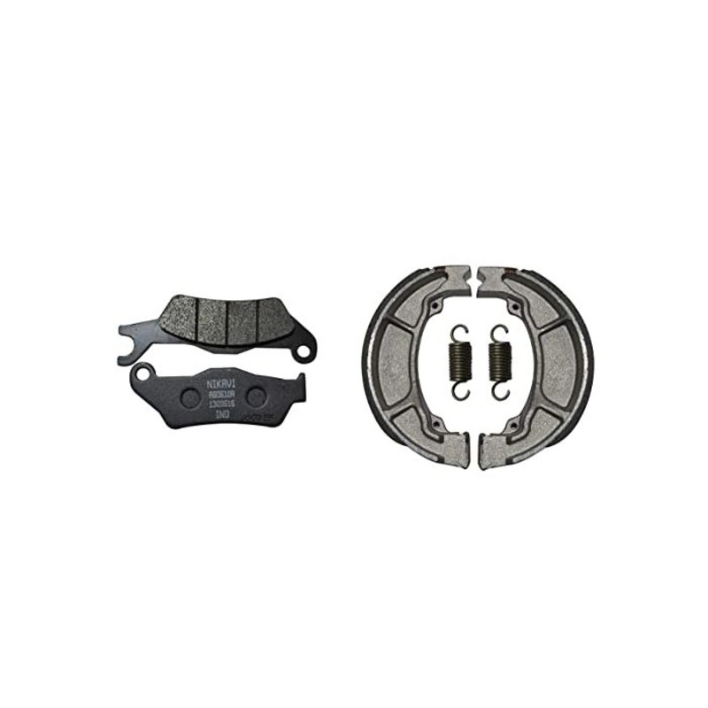 NIKAVI Front & Rear (Combo) Brake Pad + Brake Shoe Set Compatible for Honda Shine Old Models (DP2+BSS01)