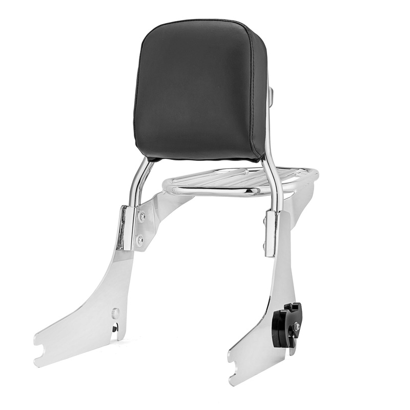 2012-2016 Harley Dyna Switchback FLD Black Chrome Passenger Backrests Sissy Bar W/Rack